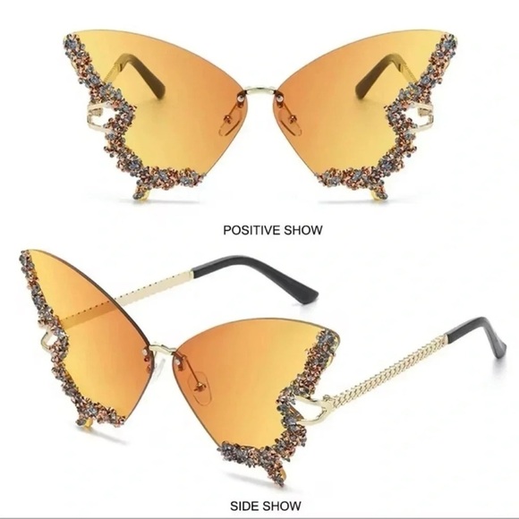 Butterfly Wings Orange Crystal Sunglasses